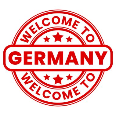 Almanya 'ya Hoş Geldiniz İmza, Damga, Yıldızlar vektör illüstrasyonlu Etiket