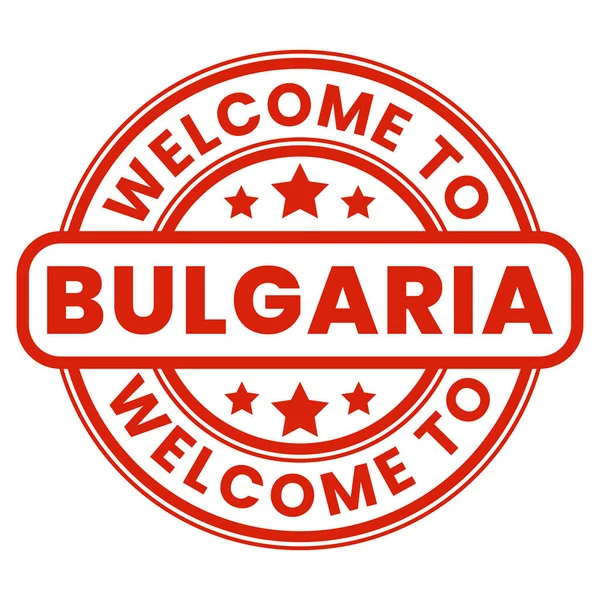 Red Welcome Bulgaria Sign Stamp Sticker Stars Vector Illustration — 스톡 벡터