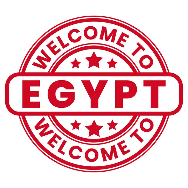 Welcome Egypt Sign Stamp Sticker Stars Vector Illustration — Stock Vector