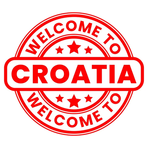 Red Welcome Croatia Sign Stamp Sticker Stars Vector Illustration — Stock Vector