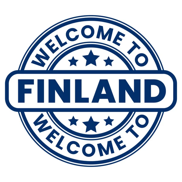 Blue Welcome Finland Sign Stamp Sticker Stars Διανυσματική Απεικόνιση — Διανυσματικό Αρχείο