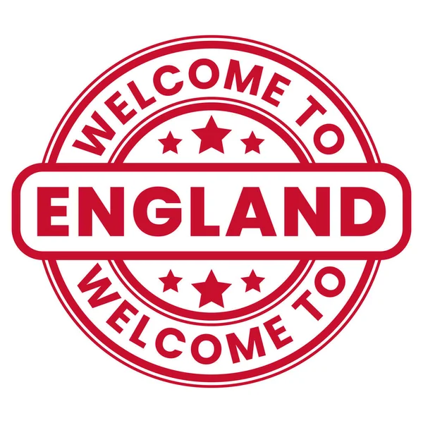 Red Welcome England Sign Stamp Sticker Stars Vector Illustration — 스톡 벡터