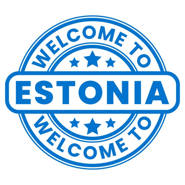 Vítejte Estonsko Znamení Razítko Nálepka Hvězdami Vektorové Ilustrace — Stockový vektor