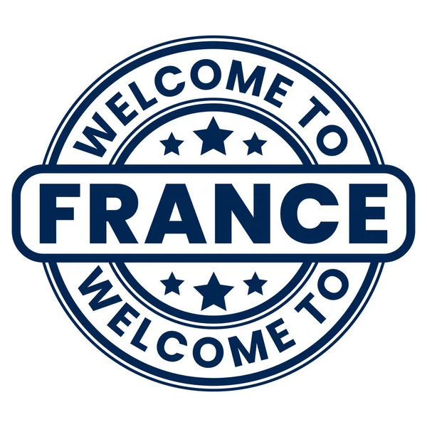 Vítejte Znamení Francie Razítko Nálepka Vektorovou Ilustrací Hvězd — Stockový vektor