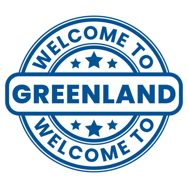 Blauw Welkom Bij Groenland Sign Stempel Sticker Met Sterren Vector — Stockvector
