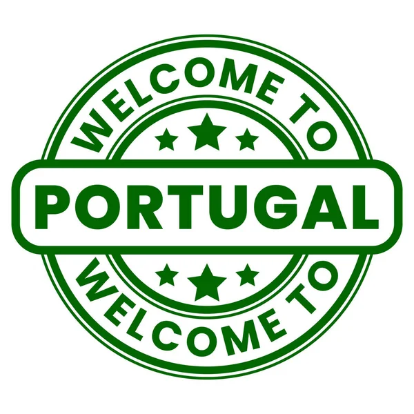 Green Welcome Portugal Sign Stamp Sticker Stars Vector Illustration — 스톡 벡터