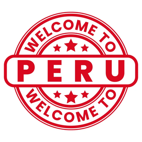 Welkom Bij Peru Sign Stempel Sticker Met Sterren Vector Illustratie — Stockvector