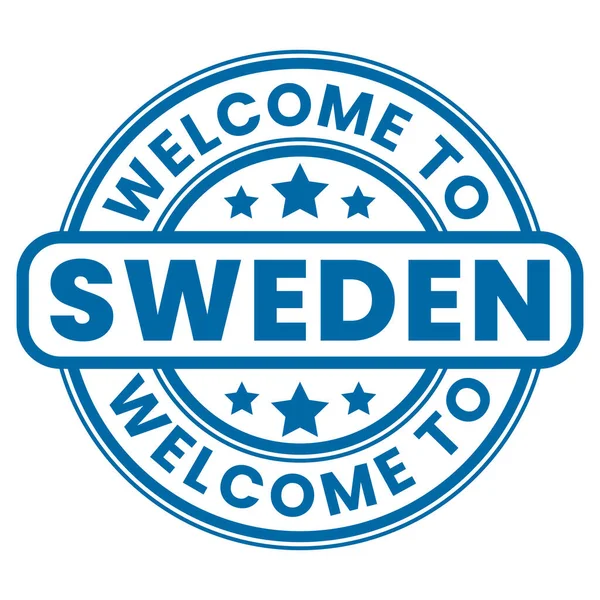 Blauw Welkom Zweden Sign Stempel Sticker Met Sterren Vector Illustratie — Stockvector