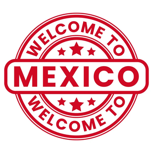 stock vector Red Welcome To Mexico Sign, Stamp, Sticker with Stars vector illustration