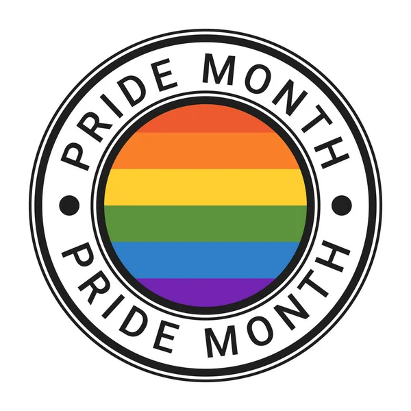 Adesivo Timbro Pride Month Con Illustrazione Vettoriale Bandiera Lgbt — Vettoriale Stock