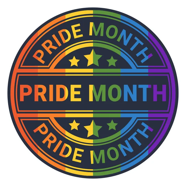 Rainbow Pride Mês Selo Adesivo Com Estrelas Ilustração Vetorial — Vetor de Stock
