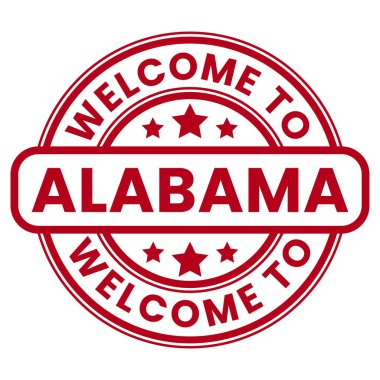 Kırmızı Alabama İşaretine Hoşgeldiniz, Damga, Yıldızların vektör çizimi etiketi