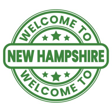New Hampshire İşaretine Hoş Geldiniz, Stamp, Stars vektör illüstrasyonlu çıkartma