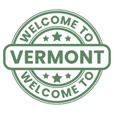 Yeşil Vermont İşaretine Hoşgeldiniz, Damga, Yıldızların vektör illüstrasyonlu çıkartma