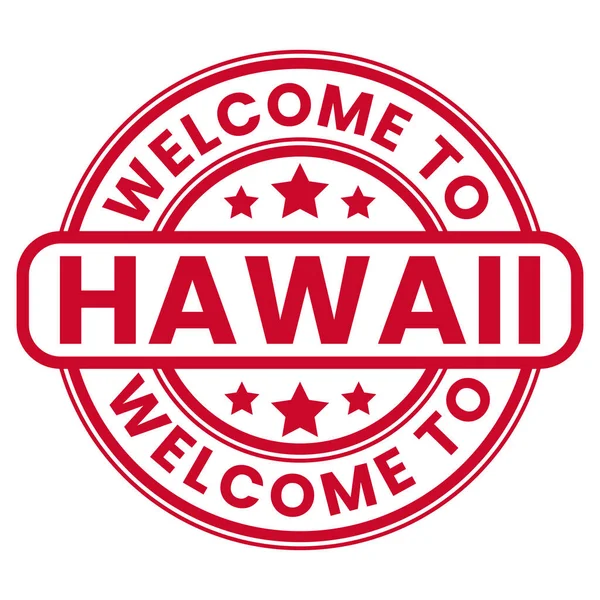 Rood Welkom Hawaii Sign Stempel Sticker Met Sterren Vector Illustratie — Stockvector