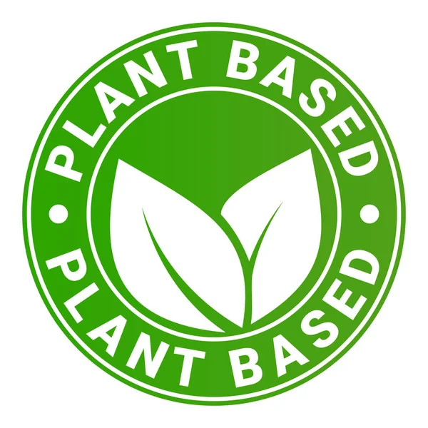 Yeşil Bitki tabanlı yuvarlak pul etiketi simge vektör illüstrasyonunu bırakır