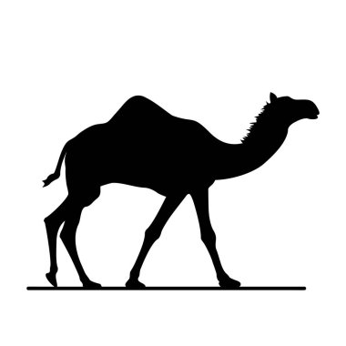 Tek hörgüçlü deve silueti vektör çizimi