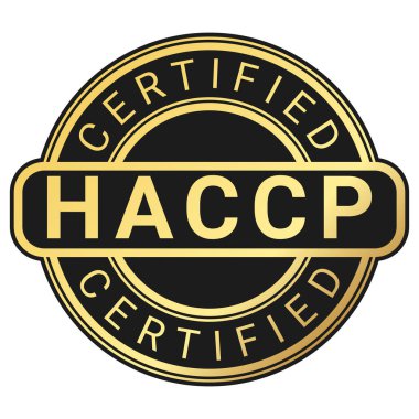 Altın ve Siyah HACCP onaylı izole pul etiketi çizimi