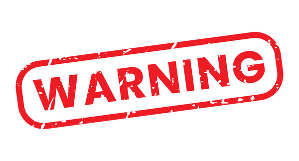 Красное предупреждение изолированная наклейка с векторной иллюстрацией гранжа