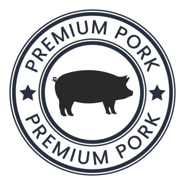 Koyu Gri Premium Domuz etiketi ile Domuz ikonu vektör illüstrasyonu
