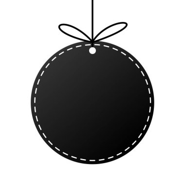 Koyu Gri Noel Ağacı Balosu Beyaz Çizgili Oyuncak ve Siyah Kurdele vektör şablonu