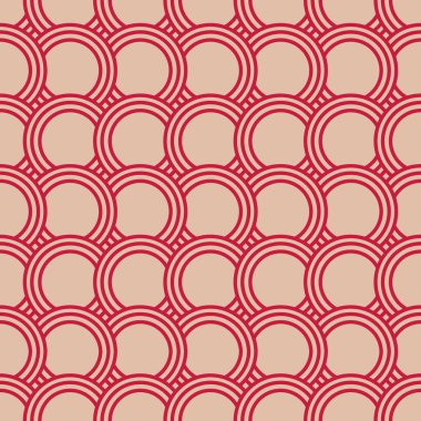 Kırmızı ve Bej Çember Geometri Kusursuz Desen vektör çizimi
