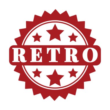 Yıldızların vektör illüstrasyonlu Kırmızı Retro izole pul etiketi
