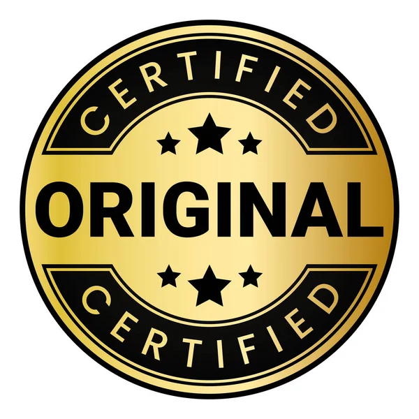 Altın ve Siyah. Orijinal sertifikalı. Üzerinde Stars vektör illüstrasyonu olan yalıtılmış yuvarlak damga etiketi.