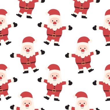 Düz Dansçı Noel Baba. Noelsiz Düzen vektör çizimi