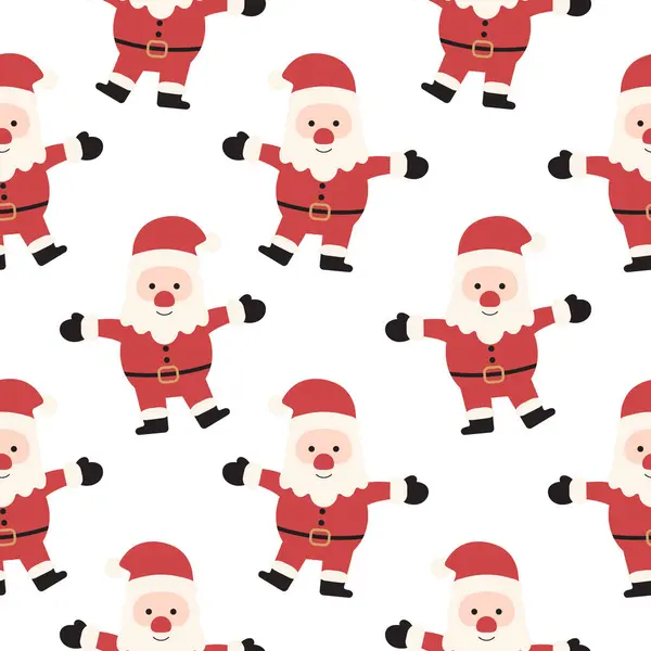 Een Platte Dansende Kerstman Kerstmis Naadloze Patroon Vector Illustratie Rechtenvrije Stockillustraties