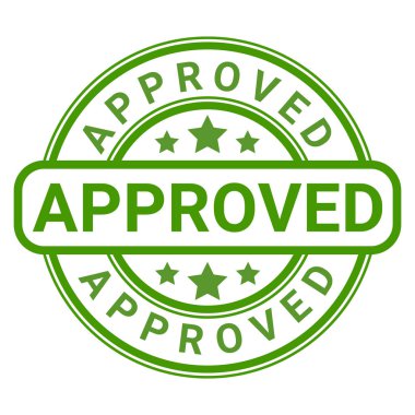 Stars simge vektör illüstrasyonlu Yeşil Onaylı izole pul etiketi