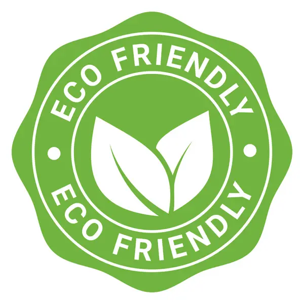 Groene Eco Vriendelijke Geïsoleerde Stempel Sticker Met Bladeren Pictogram Vector Stockvector