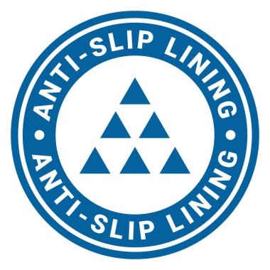 Mavi Kayma Karşıtı Astarlı izole edilmiş yuvarlak pul etiketi Piramit simgesi çizimi