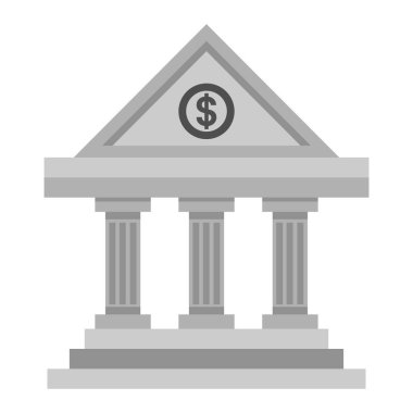 Gri Banka ikonu izole edildi. İş ve İnşa vektör çizimi