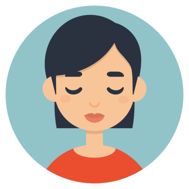 Kısa saçlı, gülümseyen kadın Avatar Karakteri. Yuvarlak vektör şablonu