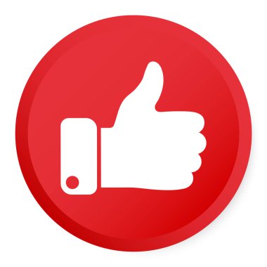 Düz Kırmızı ve Beyaz El Yukarı gölge vektör illüstrasyonlu izole simge