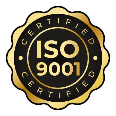 Altın ve Siyah ISO 9001 Sertifikalı izole pul etiketi çizimi