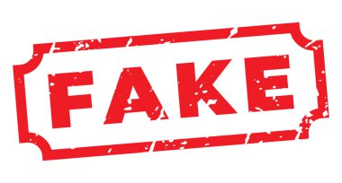 Kırmızı Sahte izole grunge pulu vektör çizimi