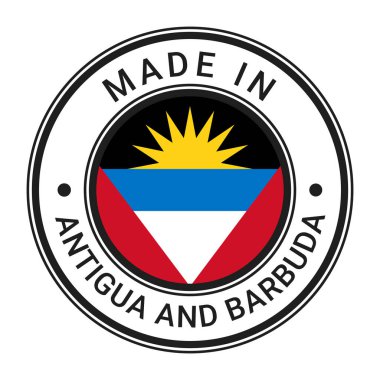Antigua ve Barbuda yuvarlak pul etiketli Bayrak vektör illüstrasyonlu