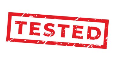 Kırmızı grunge izole pul vektör resimlemesini test etti