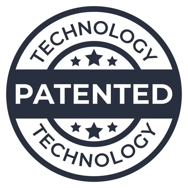 Koyu Gri Patentli Teknoloji, yuvarlak damga, çıkartma, Stars vektör çizimi ile imzala