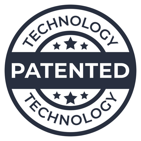 Dark Grey Patented Technology isolated round stamp, sticker, sign with Stars vector illustration