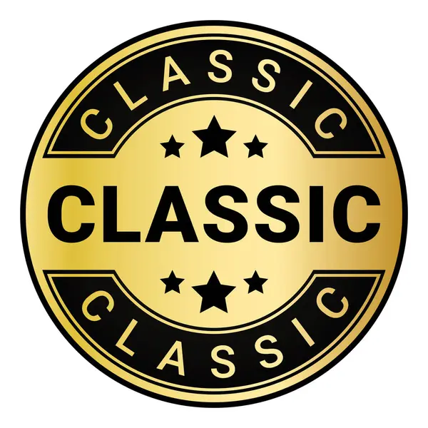 Altın ve Siyah Klasik izole edilmiş yuvarlak pul, etiket, imza vektör illüstrasyonu