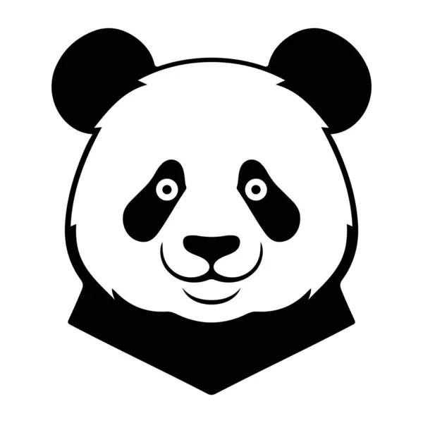 Black White Cute Panda Head Isolated Silhouette Logo Vector Illustration — Stock Vector