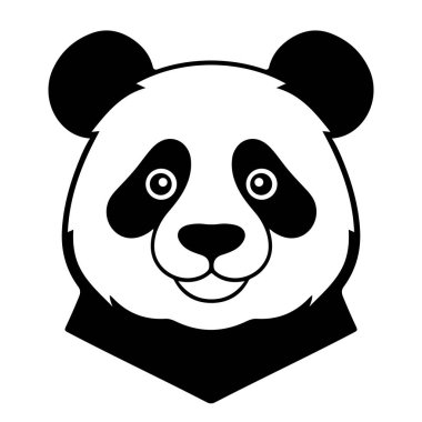 Siyah ve Beyaz Panda Kafası izole edilmiş siluet, logo, maskot vektör çizimi