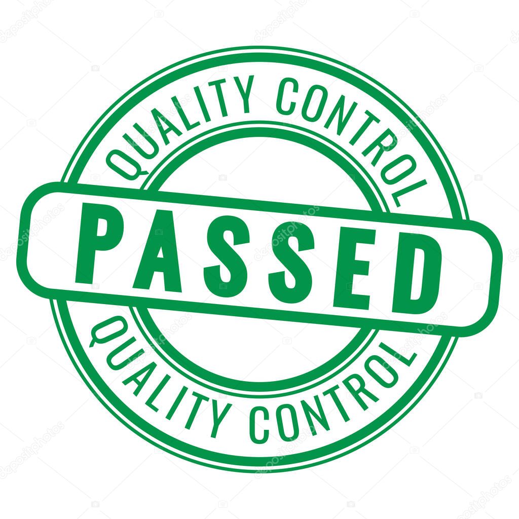 Green Passed, Quality Control isolated round stamp, sticker, sign vector illustration