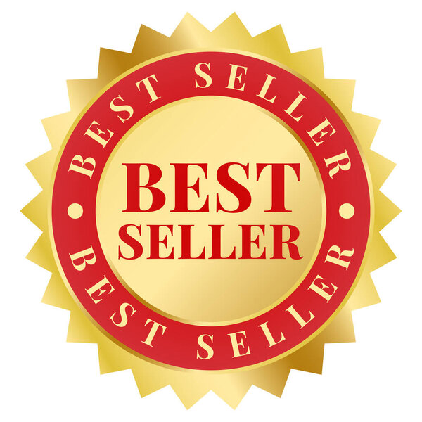 Red and Gold Best Seller isolated stamp, sticker, sign vector illustration