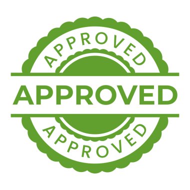 Yeşil Onaylanmış Kauçuk damga, çıkartma, imza vektör illüstrasyonu