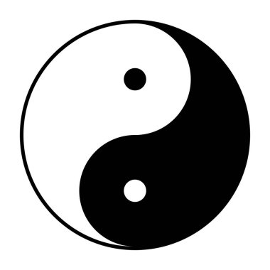 Düz izole edilmiş Yin Yang sembolü çizimi