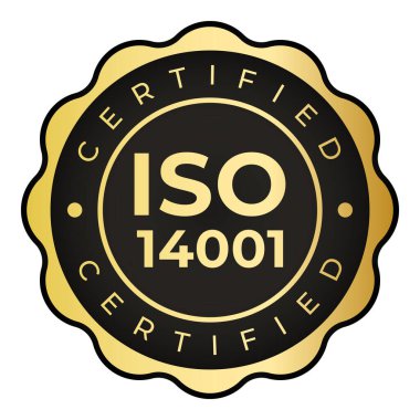 Altın ve Siyah ISO 14001 Sertifikalı izole pul etiketi çizimi